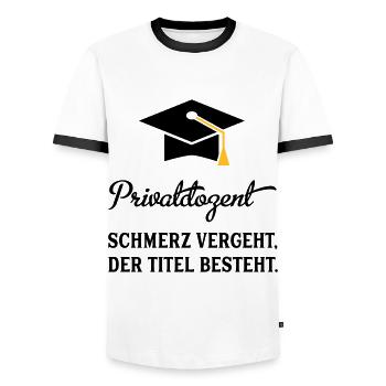 PD - Männer Kontrast-T-Shirt - Weiß/Schwarz - Vorne - AI Model Female 172 light (172cm) & AI Model Male 178 dark (178cm)