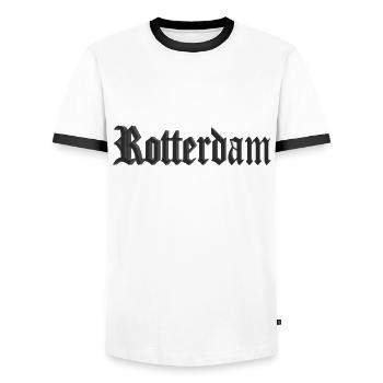 Rotterdam - Men's Ringer Shirt - white/black - Front - AI Model Female 172 light (172cm) & AI Model Male 178 dark (178cm)