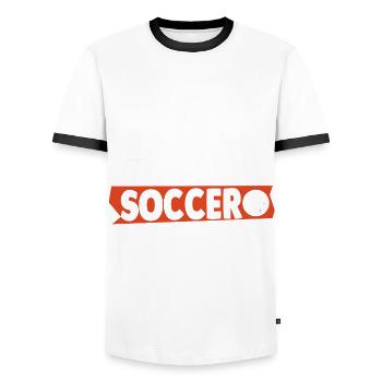 Eat Sleep Soccer Repeat - Men's Ringer Shirt - white/black - Front - AI Model Female 172 light (172cm) & AI Model Male 178 dark (178cm)