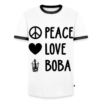 Peace Love Boba Graphic Tea Lover Tea Drinker Bubb - Männer Kontrast-T-Shirt - Weiß/Schwarz - Vorne - AI Model Female 172 light (172cm) & AI Model Male 178 dark (178cm)