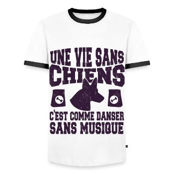 Vie Sans Chiens C'est Comme Danser Sans Musique - T-shirt contrasté Homme - blanc/noir - Devant - AI Model Female 172 light (172cm) & AI Model Male 178 dark (178cm)