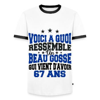 Voici à Quoi Ressemble Un BeauGosse 67 ans, Cadeau - T-shirt contrasté Homme - blanc/noir - Devant - AI Model Female 172 light (172cm) & AI Model Male 178 dark (178cm)
