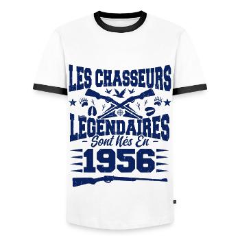 Chasseur légendaire nées en 1956 anniversaire - T-shirt contrasté Homme - blanc/noir - Devant - AI Model Female 172 light (172cm) & AI Model Male 178 dark (178cm)