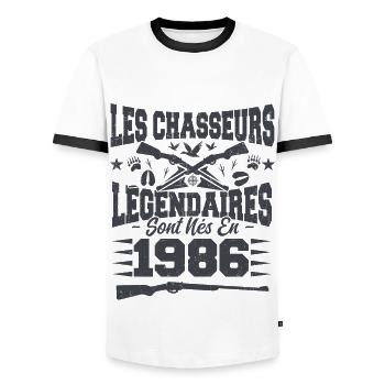 Chasseur légendaire nées en 1986 anniversaire - T-shirt contrasté Homme - blanc/noir - Devant - AI Model Female 172 light (172cm) & AI Model Male 178 dark (178cm)