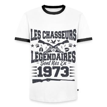 Chasseur légendaire nées en 1973 anniversaire - T-shirt contrasté Homme - blanc/noir - Devant - AI Model Female 172 light (172cm) & AI Model Male 178 dark (178cm)