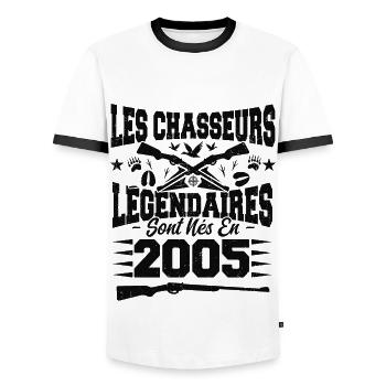 Chasseur légendaire nées en 2005 anniversaire - T-shirt contrasté Homme - blanc/noir - Devant - AI Model Female 172 light (172cm) & AI Model Male 178 dark (178cm)