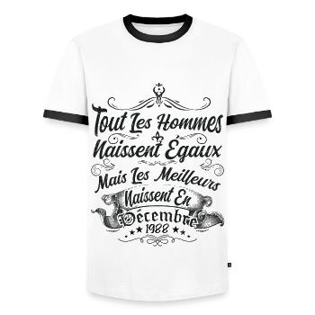 les meilleurs naissent en décembre / Décembre 1988 - T-shirt contrasté Homme - blanc/noir - Devant - AI Model Female 172 light (172cm) & AI Model Male 178 dark (178cm)