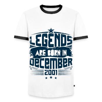 Legends Are Born In December 2001 - T-shirt contrasté Homme - blanc/noir - Devant - AI Model Female 172 light (172cm) & AI Model Male 178 dark (178cm)