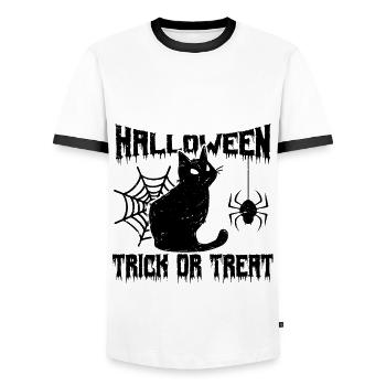 halloween | trick or treat - T-shirt contrasté Homme - blanc/noir - Devant - AI Model Female 172 light (172cm) & AI Model Male 178 dark (178cm)