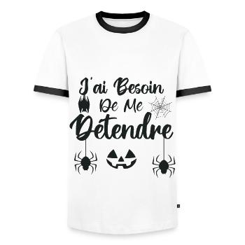 J’ai besoin de me détendre - T-shirt contrasté Homme - blanc/noir - Devant - AI Model Female 172 light (172cm) & AI Model Male 178 dark (178cm)