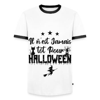 Il n’est jamais tôt pour Halloween - T-shirt contrasté Homme - blanc/noir - Devant - AI Model Female 172 light (172cm) & AI Model Male 178 dark (178cm)