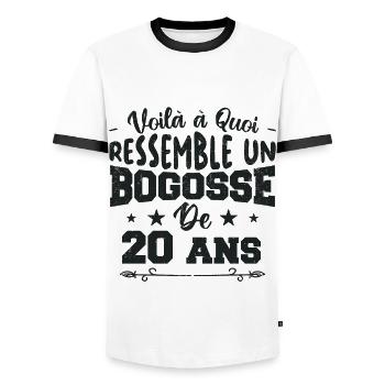 Voilà à quoi ressemble un bogosse de 20 ans - T-shirt contrasté Homme - blanc/noir - Devant - AI Model Female 172 light (172cm) & AI Model Male 178 dark (178cm)