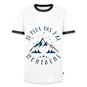 Je Peux Pas J ai Montagne | Cadeau Pour Randonneur - T-shirt contrasté Homme - blanc/noir - Devant - AI Model Female 172 light (172cm) & AI Model Male 178 dark (178cm)