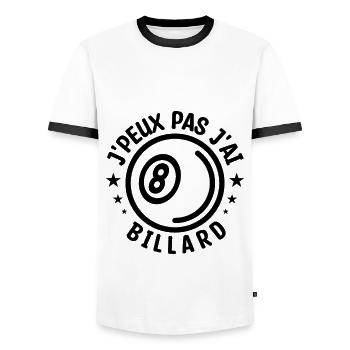 j'peux pas j'ai billard - T-shirt contrasté Homme - blanc/noir - Devant - AI Model Female 172 light (172cm) & AI Model Male 178 dark (178cm)