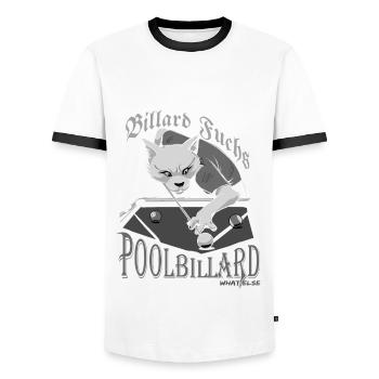 Pool billiards what else, billiard fox with saying - Men's Ringer Shirt - white/black - Front - AI Model Female 172 light (172cm) & AI Model Male 178 dark (178cm)