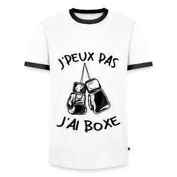 J'peux Pas J'ai Boxe Sport Boxeur Boxe Cadeau - T-shirt contrasté Homme - blanc/noir - Devant - AI Model Female 172 light (172cm) & AI Model Male 178 dark (178cm)