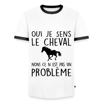 Oui Je Sens Le Cheval Non Ce N'est Pas Un Problème - T-shirt contrasté Homme - blanc/noir - Devant - AI Model Female 172 light (172cm) & AI Model Male 178 dark (178cm)