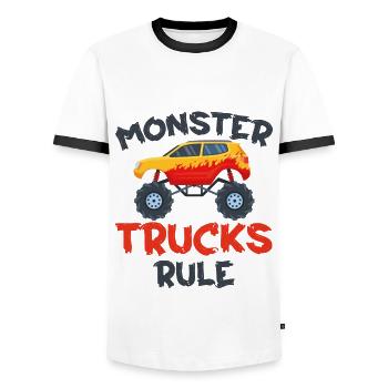Monster Trucks - Règle Monster Trucks - T-shirt contrasté Homme - blanc/noir - Devant - AI Model Female 172 light (172cm) & AI Model Male 178 dark (178cm)