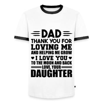 Dad Thank You For Loving me, Dad and Daughter Gift - T-shirt contrasté Homme - blanc/noir - Devant - AI Model Female 172 light (172cm) & AI Model Male 178 dark (178cm)