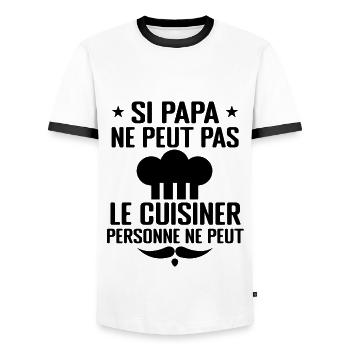 Si Papa ne Peut Pas Le Cuisiner Personne ne Peut - T-shirt contrasté Homme - blanc/noir - Devant - AI Model Female 172 light (172cm) & AI Model Male 178 dark (178cm)