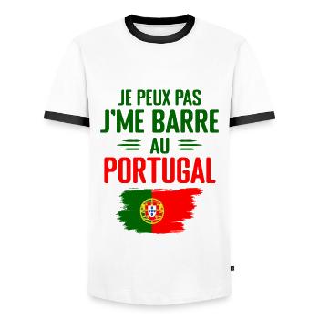 Je Peux Pas J'me Barre Au Portugal - T-shirt contrasté Homme - blanc/noir - Devant - AI Model Female 172 light (172cm) & AI Model Male 178 dark (178cm)