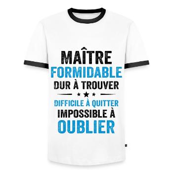Maître Formidable Idée Cadeau Maître D'école - T-shirt contrasté Homme - blanc/noir - Devant - AI Model Female 172 light (172cm) & AI Model Male 178 dark (178cm)