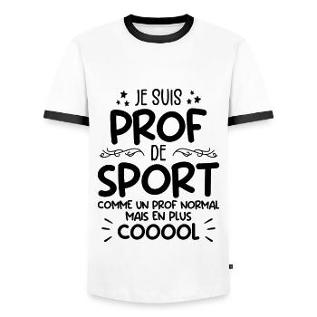 Je Suis Prof De Sport Cadeau Prof De Sport - T-shirt contrasté Homme - blanc/noir - Devant - AI Model Female 172 light (172cm) & AI Model Male 178 dark (178cm)
