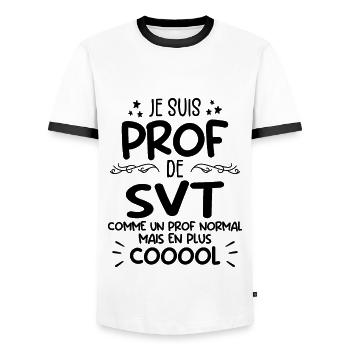 Prof de SVT super cool - T-shirt contrasté Homme - blanc/noir - Devant - AI Model Female 172 light (172cm) & AI Model Male 178 dark (178cm)