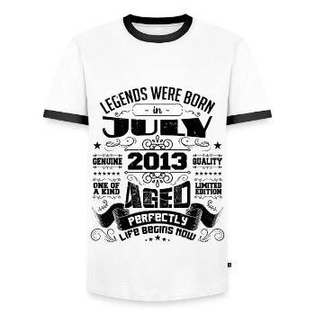 2013 Juli Geburtstagsgeschenk Juli 2013 - Männer Kontrast-T-Shirt - Weiß/Schwarz - Vorne - AI Model Female 172 light (172cm) & AI Model Male 178 dark (178cm)