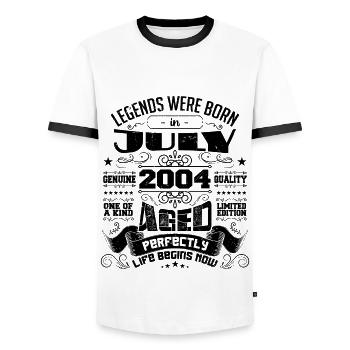 2004 Juli Geburtstagsgeschenk Juli 2004 - Männer Kontrast-T-Shirt - Weiß/Schwarz - Vorne - AI Model Female 172 light (172cm) & AI Model Male 178 dark (178cm)