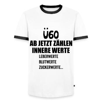 Ü60 Geburtstag über 60 Jahre Funshirt Birthday - T-shirt contrasté Homme - blanc/noir - Devant - AI Model Female 172 light (172cm) & AI Model Male 178 dark (178cm)