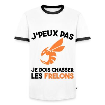 Chasseur De Frelons Insecte J'peux Pas Humour - T-shirt contrasté Homme - blanc/noir - Devant - AI Model Female 172 light (172cm) & AI Model Male 178 dark (178cm)