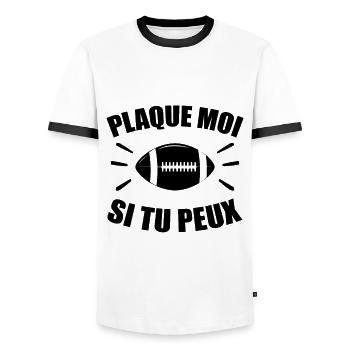 Rugby - Rugby Sport - Rugby Humour - T-shirt contrasté Homme - blanc/noir - Devant - AI Model Female 172 light (172cm) & AI Model Male 178 dark (178cm)