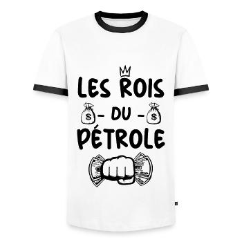 Pétrole - Les Rois Du Pétrole - T-shirt contrasté Homme - blanc/noir - Devant - AI Model Female 172 light (172cm) & AI Model Male 178 dark (178cm)