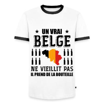 Belgique - Belgique Humour - Je Suis Belge - T-shirt contrasté Homme - blanc/noir - Devant - AI Model Female 172 light (172cm) & AI Model Male 178 dark (178cm)