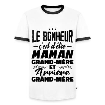 Arrière Grand Mère - T-shirt contrasté Homme - blanc/noir - Devant - AI Model Female 172 light (172cm) & AI Model Male 178 dark (178cm)
