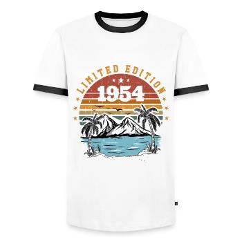 1954 Vintage Retro Geburtstagsgeschenk Geboren 1954 - Männer Kontrast-T-Shirt - Weiß/Schwarz - Vorne - AI Model Female 172 light (172cm) & AI Model Male 178 dark (178cm)