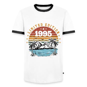 1995 Cadeau Anniversaire Vintage Rétro Né en 1995 - T-shirt contrasté Homme - blanc/noir - Devant - AI Model Female 172 light (172cm) & AI Model Male 178 dark (178cm)