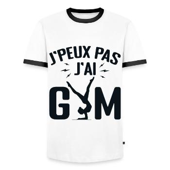 Je Peux Pas J'ai Gym | Gymnastique Cadeau | gym - T-shirt contrasté Homme - blanc/noir - Devant - AI Model Female 172 light (172cm) & AI Model Male 178 dark (178cm)