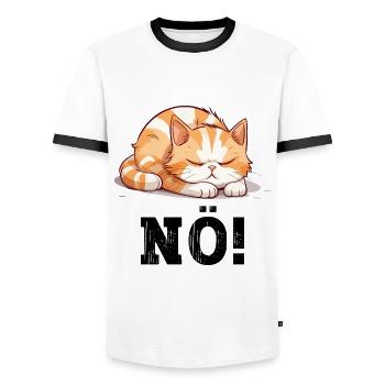 Nope Just Nope No No Cat Cat Funny Saying - Men's Ringer Shirt - white/black - Front - AI Model Female 172 light (172cm) & AI Model Male 178 dark (178cm)