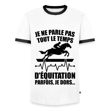 Je Ne Parle Pas Toujours D'équitation Aime Cheval - T-shirt contrasté Homme - blanc/noir - Devant - AI Model Female 172 light (172cm) & AI Model Male 178 dark (178cm)