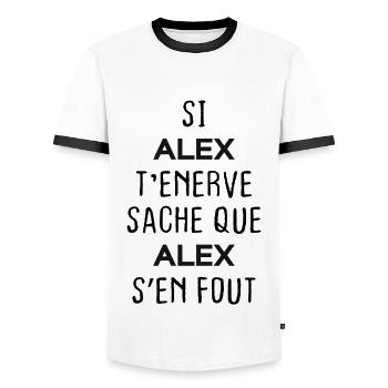Si t'énerve sache que Alex - T-shirt contrasté Homme - blanc/noir - Devant - AI Model Female 172 light (172cm) & AI Model Male 178 dark (178cm)