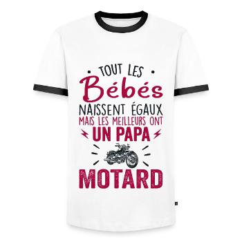 Babies Equal Best Have a Biker Dad - Men's Ringer Shirt - white/black - Front - AI Model Female 172 light (172cm) & AI Model Male 178 dark (178cm)