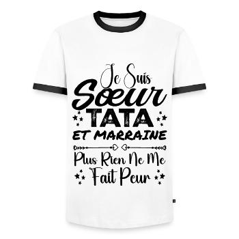 Schwester Tata und Patentante - Männer Kontrast-T-Shirt - Weiß/Schwarz - Vorne - AI Model Female 172 light (172cm) & AI Model Male 178 dark (178cm)