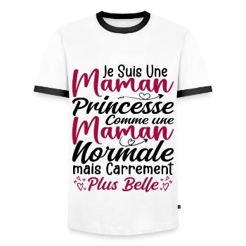 Ich bin eine geradezu schönere Prinzessinnenmutter - Männer Kontrast-T-Shirt - Weiß/Schwarz - Vorne - AI Model Female 172 light (172cm) & AI Model Male 178 dark (178cm)