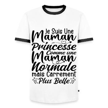 Ich bin eine geradezu schönere Prinzessinnenmutter - Männer Kontrast-T-Shirt - Weiß/Schwarz - Vorne - AI Model Female 172 light (172cm) & AI Model Male 178 dark (178cm)