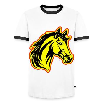 Tête de cheval - T-shirt contrasté Homme - blanc/noir - Devant - AI Model Female 172 light (172cm) & AI Model Male 178 dark (178cm)