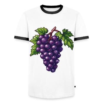 Grapes Pixel Icon - Men's Ringer Shirt - white/black - Front - AI Model Female 172 light (172cm) & AI Model Male 178 dark (178cm)