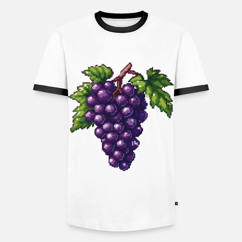 Grapes Pixel Icon - Men's Ringer Shirt - white/black