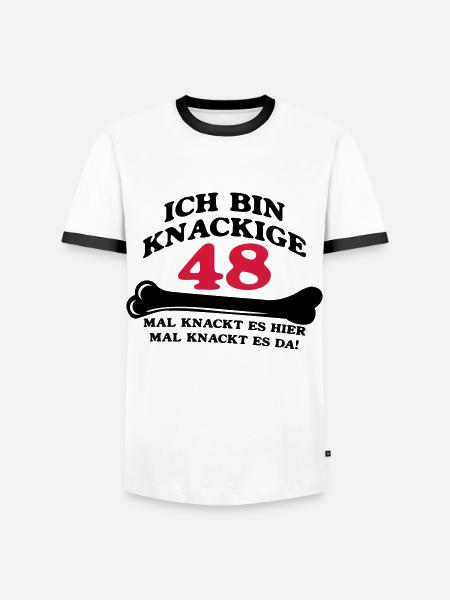 Birthday - I'm 48 Crunchy - Men's Ringer Shirt - white/black